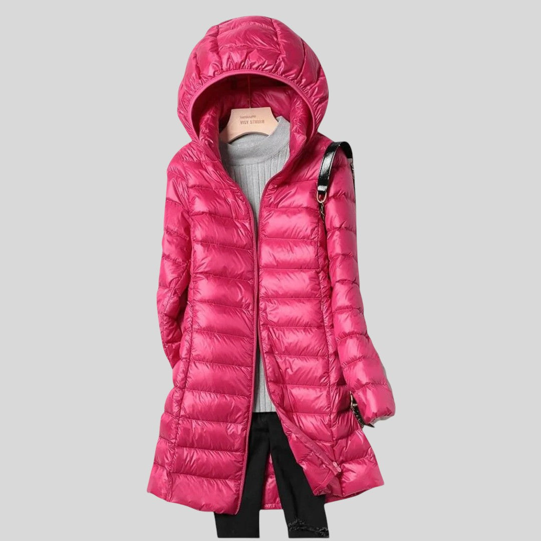 Penelopa™ - Дълго ватирано пухено палто с качулка