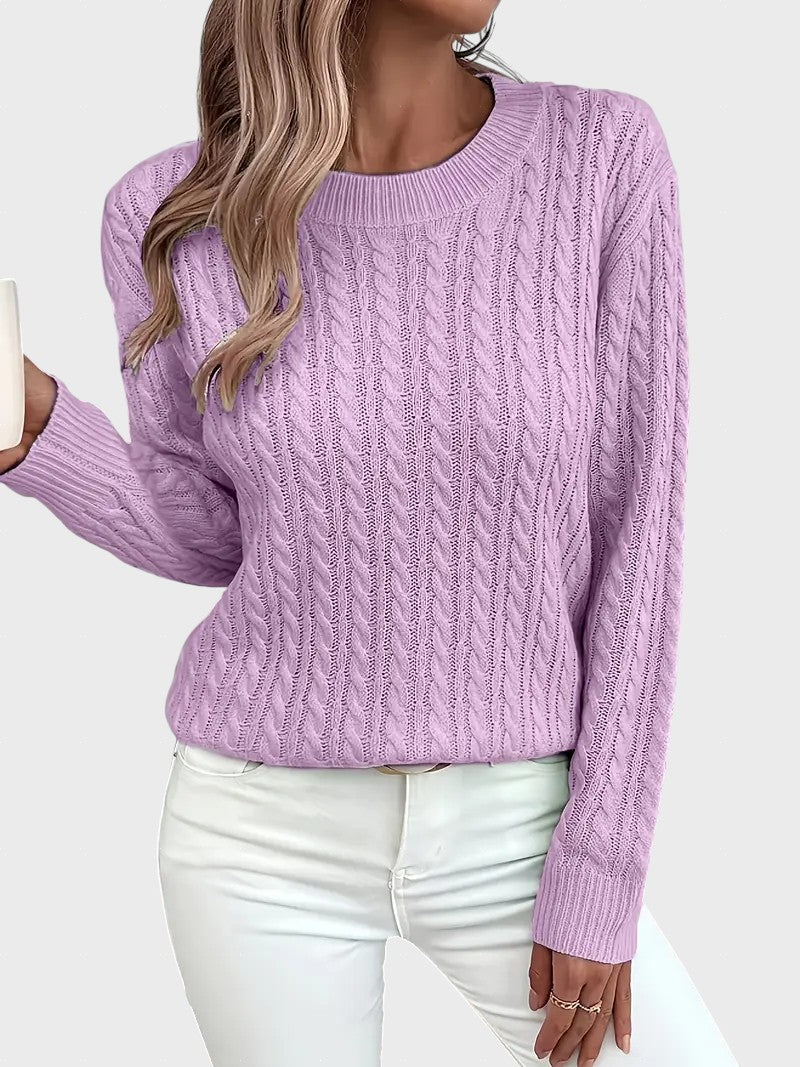 Danica™ - Дамски плетен пуловер с връзки
