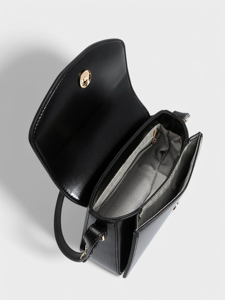 Violeta™ - Чанта за през рамо от структурирана лачена кожа