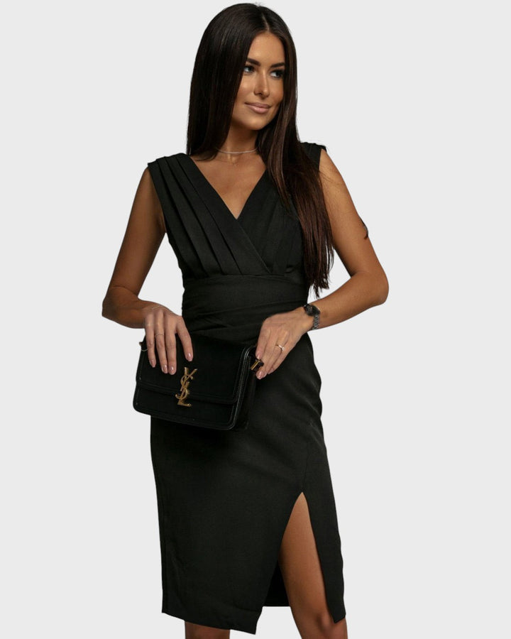 Elza™ - Елегантна рокля с прехлупване