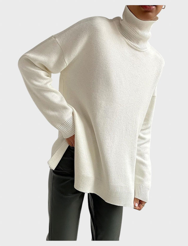 Lyuba™ - Оувърсайз плетен пуловер с поло яка