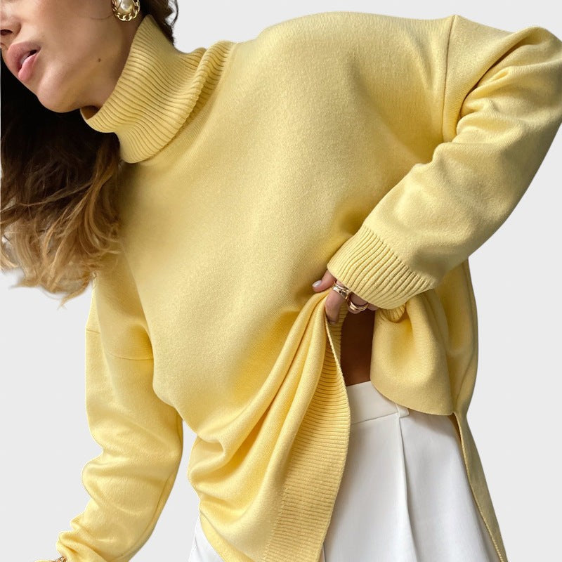 Lyuba™ - Оувърсайз плетен пуловер с поло яка