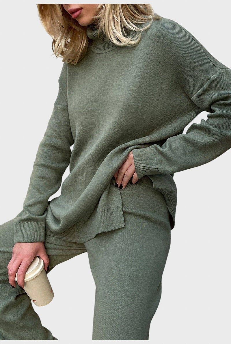 Lyuba™ - Оувърсайз плетен пуловер с поло яка