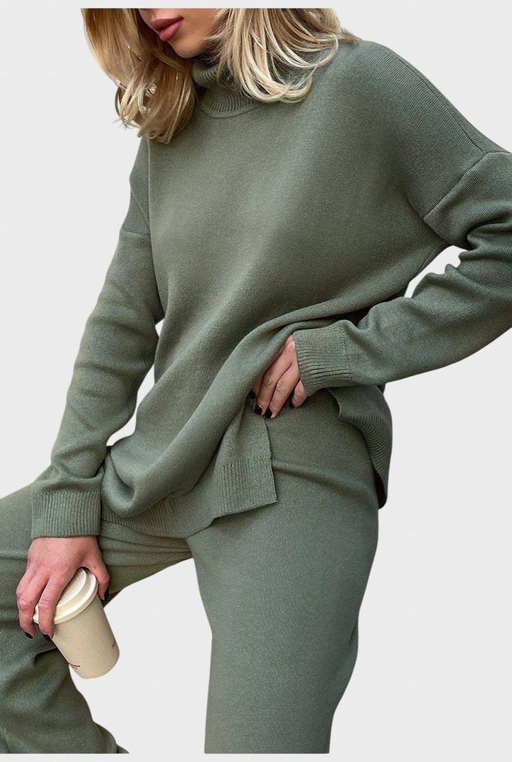 Lyuba™ - Оувърсайз плетен пуловер с поло яка