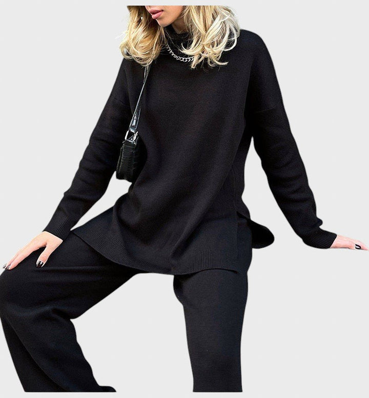 Lyuba™ - Оувърсайз плетен пуловер с поло яка