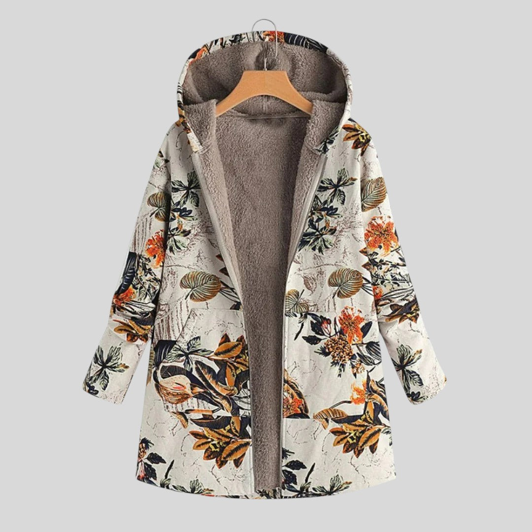 Grozdana™ - Елегантно вълнено палто с флорален мотив