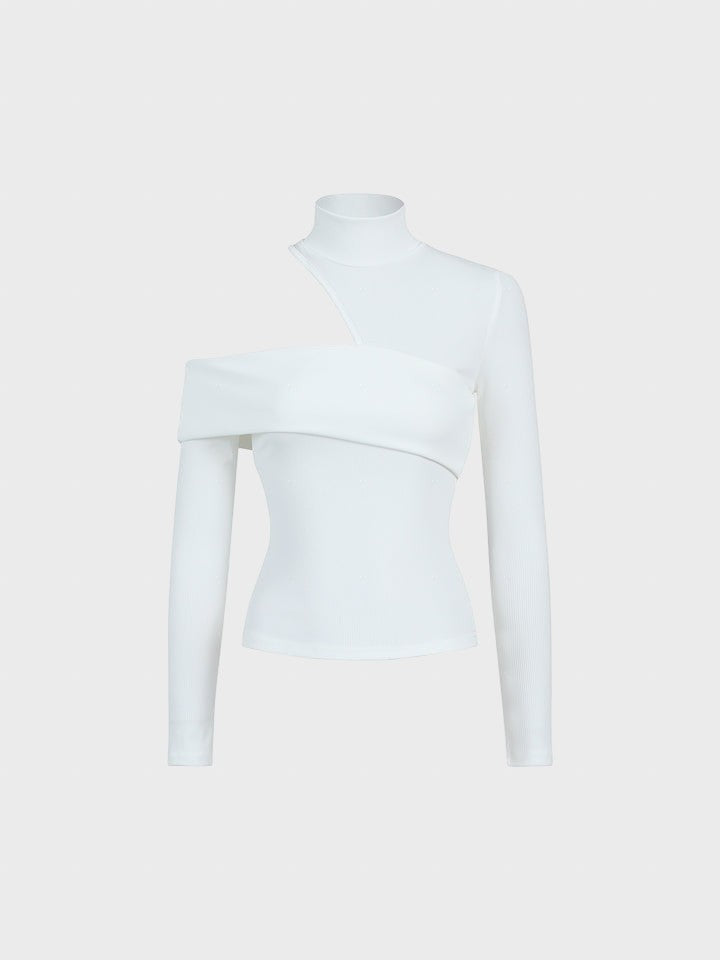 Neli™ - Къс плетен пуловер с висока яка