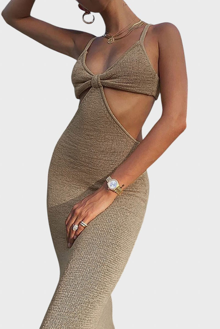 Iliyana™ - Плетена рокля миди с разкрой