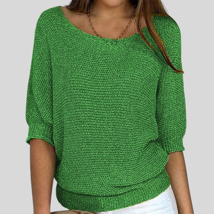 Biliana™ - Ежедневен пуловер с кръгло деколте и ръкави три четвърти