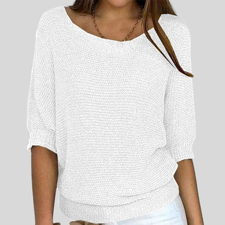 Biliana™ - Ежедневен пуловер с кръгло деколте и ръкави три четвърти