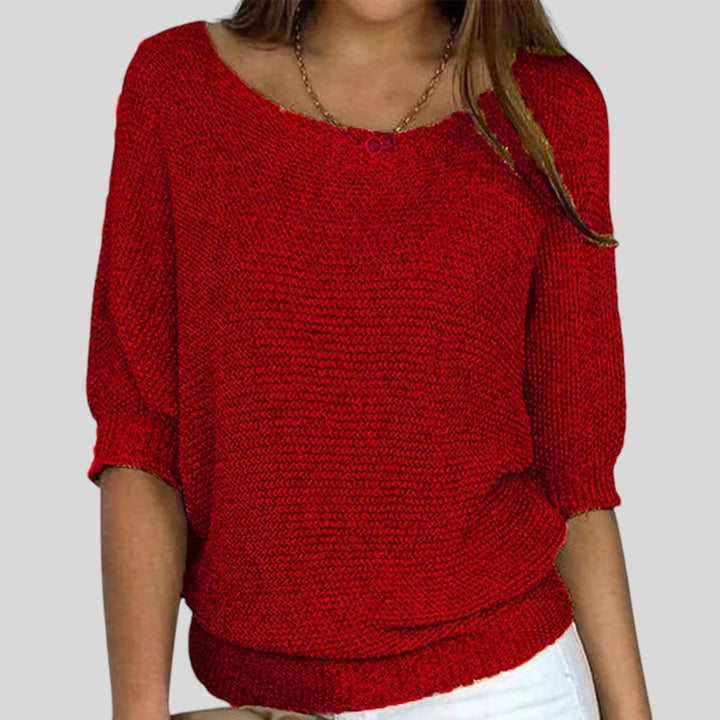 Biliana™ - Ежедневен пуловер с кръгло деколте и ръкави три четвърти