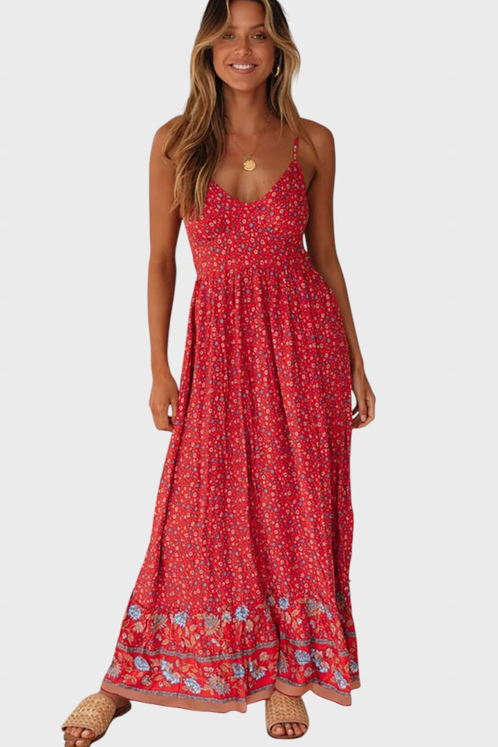 Kiriaki™ - Макси рокля на цветя с тънки презрамки