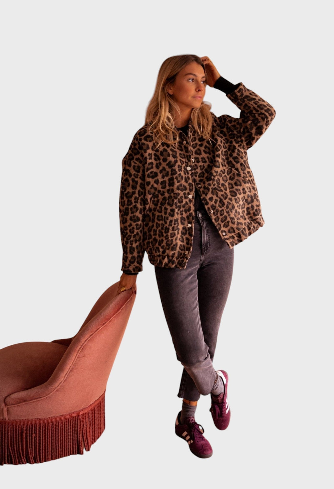 Malinka™ - Модерно палто с леопардов принт