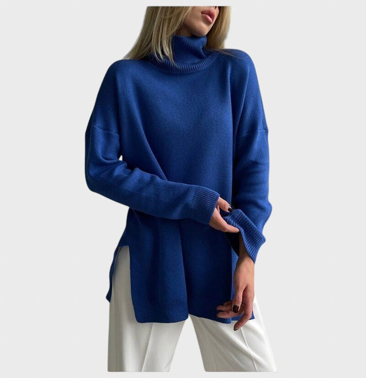 Lyuba™ - Оувърсайз плетен пуловер с поло яка