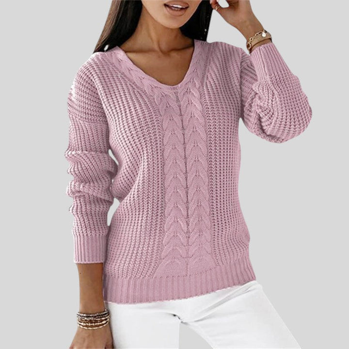 Slavka™ - Плетен пуловер с дълъг ръкав