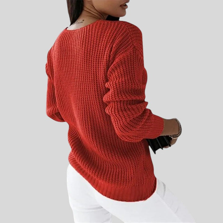 Slavka™ - Плетен пуловер с дълъг ръкав