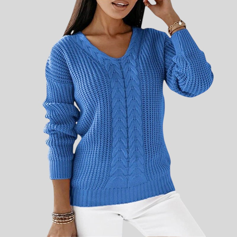 Slavka™ - Плетен пуловер с дълъг ръкав